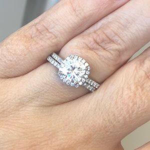 1.5 carat Moissanite/diamond band wedding set